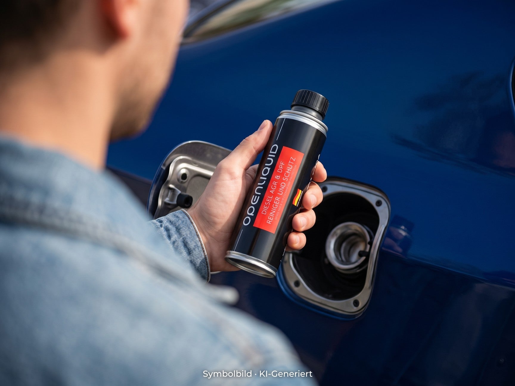 Additiv wird direkt in den Einfüllstutzen gegeben