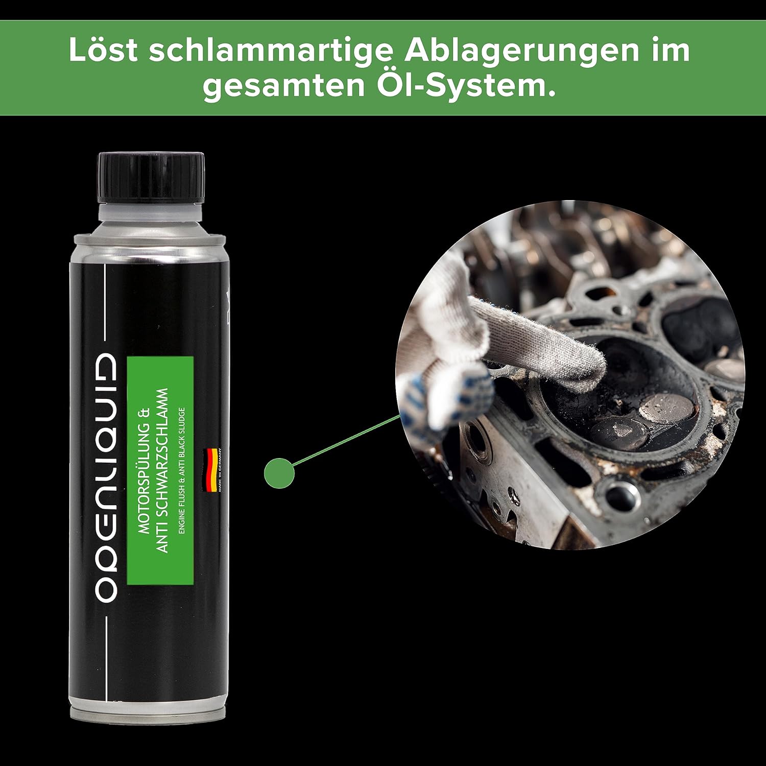 Motorspülung & Anti Schwarzschlamm - Motor Reiniger Additiv für Auto